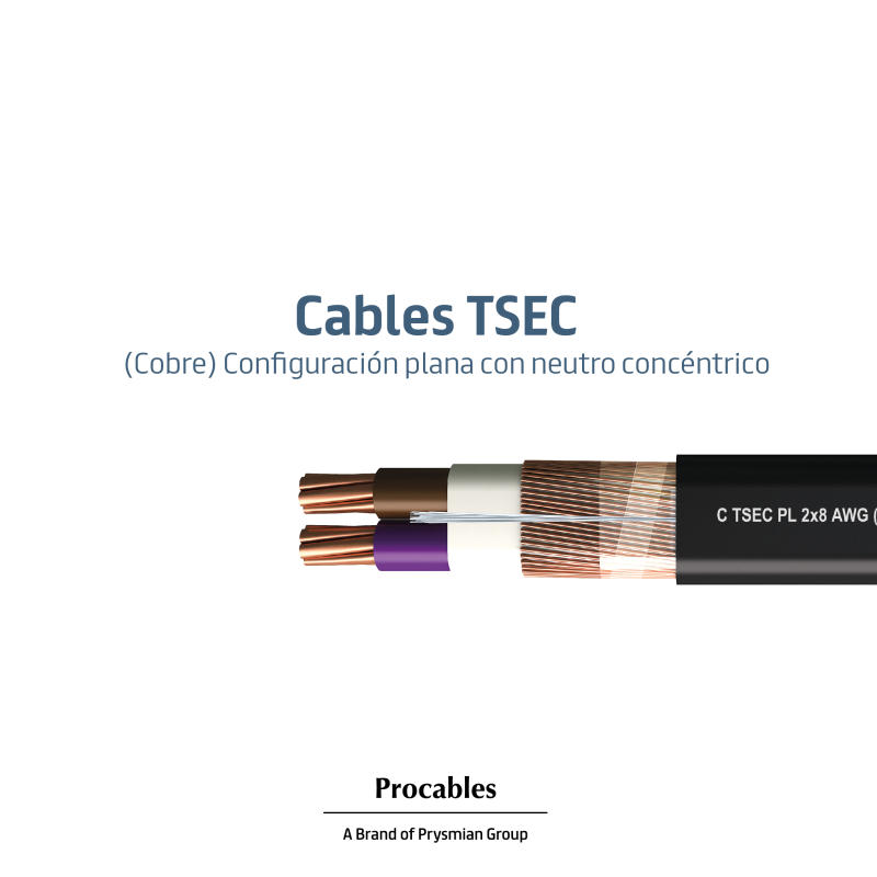 Cables TSEC (Cobre) Conﬁguración plana con neutro concéntrico